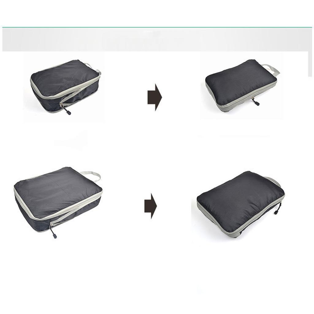 Nylon Waterproof Foldable Storage Bags with Zipper Travel Packing Organizers Set of 3 Lightweight Durable Cubes for Clothes Accessories