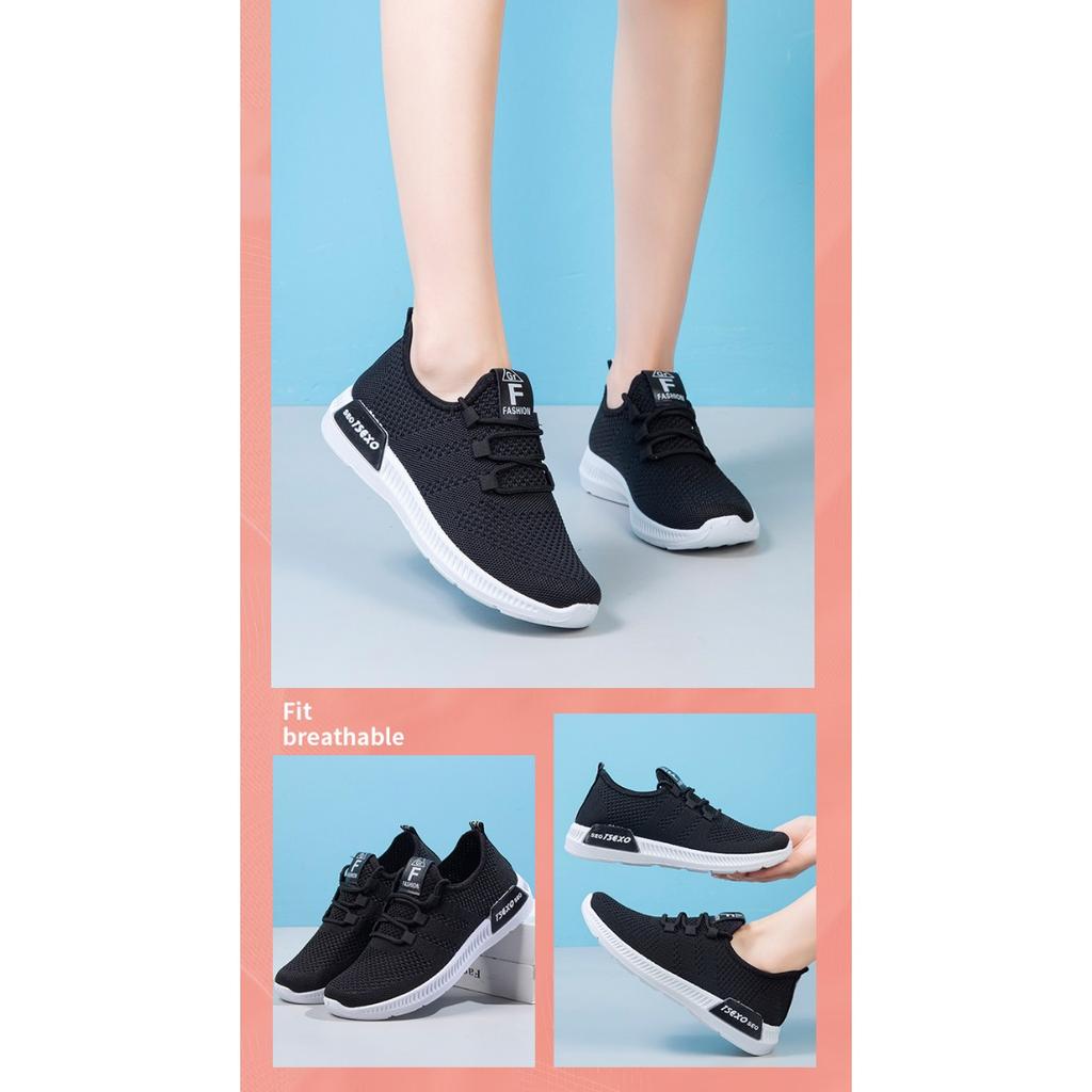 Women's Flyknit Single Shoes, Soft Soled Breathable Shoes, Casual Sports Shoes for Women