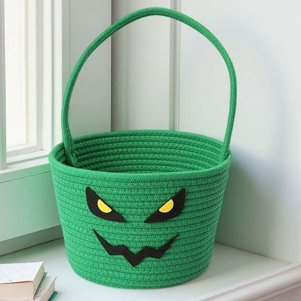Braided Pumpkin Candy Bucket Orange Trick Treat Tote Kids Gift Hamper Woven Storage Pouch Teachers