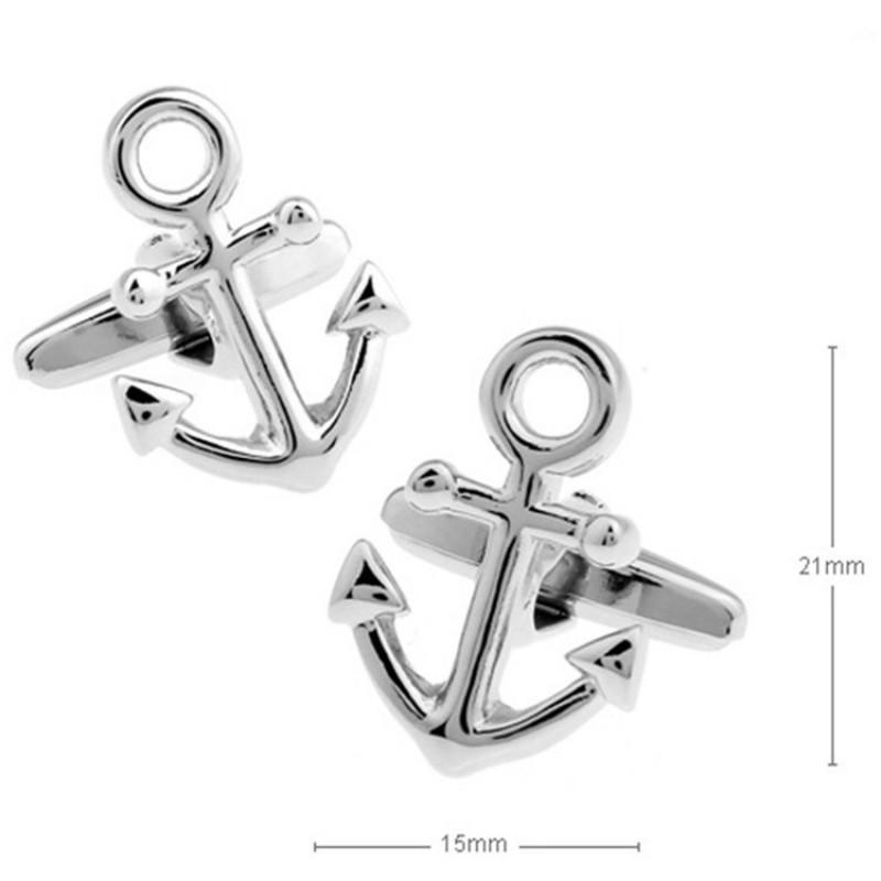 Silver Plated Boat Anchor Cufflinks Men s French Shirt Pure Natural серебряный