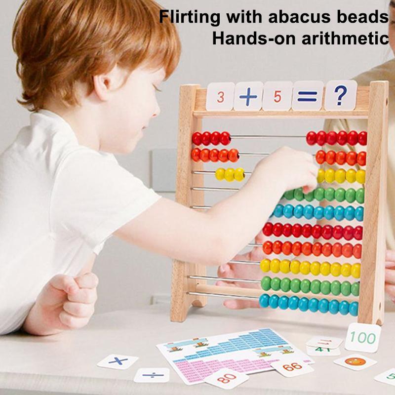 Wooden Counting Toy Abacus Montessori Education Math Toy Children Rainbow Counting Beads Addition Subtraction Operation Learning