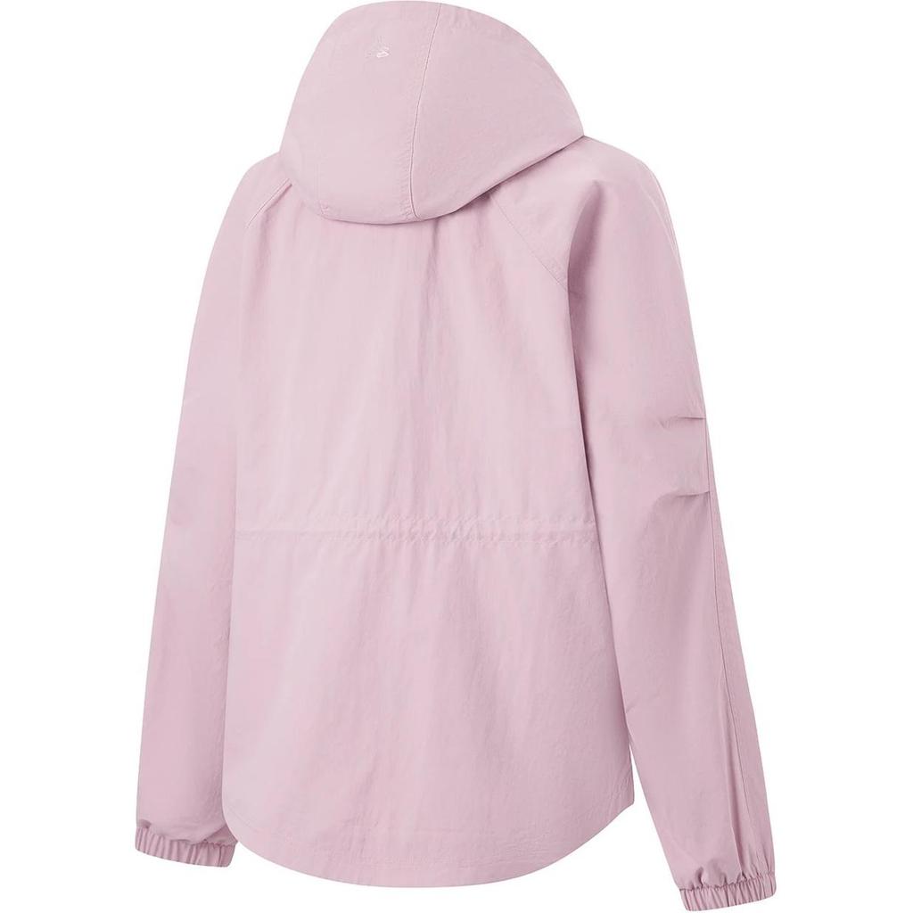 Li Ning Comfortable Casual Solid Color Simple Hooded Zipper Loose Windbreaker Women Outerwear Lotus-Pink Purple AFDU084-4