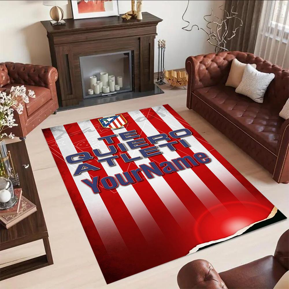 Atletico Madrid Customize Your Name Area Rug Perfect for Outdoor Study room Bedrooms Entryway Anti-slip Rug Anime Office Decor Best for Christmas