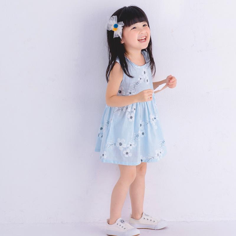 Baby Girls Summer Dress Sleeveless Hollow Back Pleated Skirt T-Shirt Dress 0-24 Months Breathable Photoshoot & Party Outfit