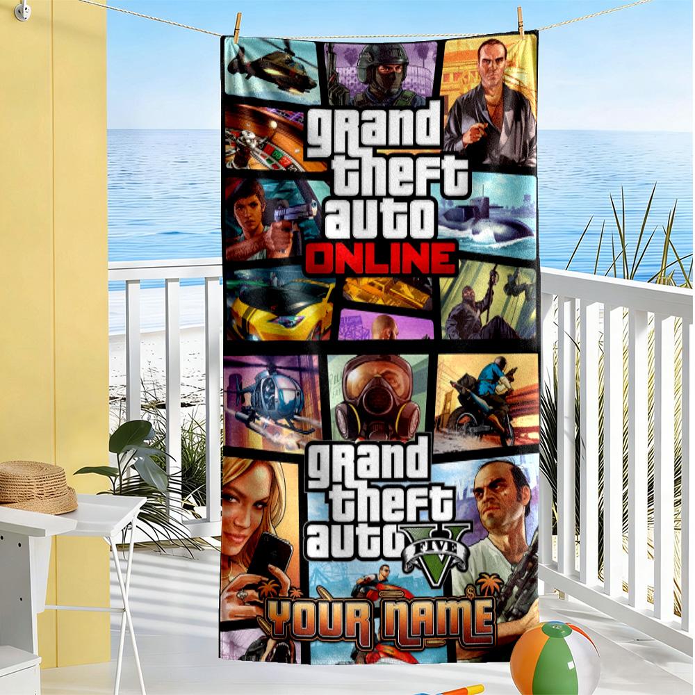 Grand Theft Auto Customizable Name Beach Towel Soft Durable Quick-Dry