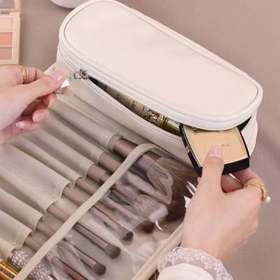 Women Makeup Brush Toiletries Organizer Waterproof Travel Make Up Storage Pouch Female High Capacity Portable Cosmetic Case Bag