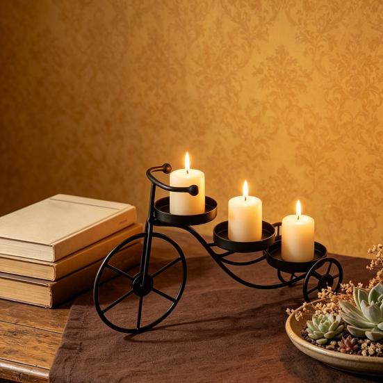 Yangyizhi Bicycle Shape Candle Holder, Nordic Style Candlestick, Metal Holder for Scented Candles Tealights, Romantic Home Decor Wedding Gift