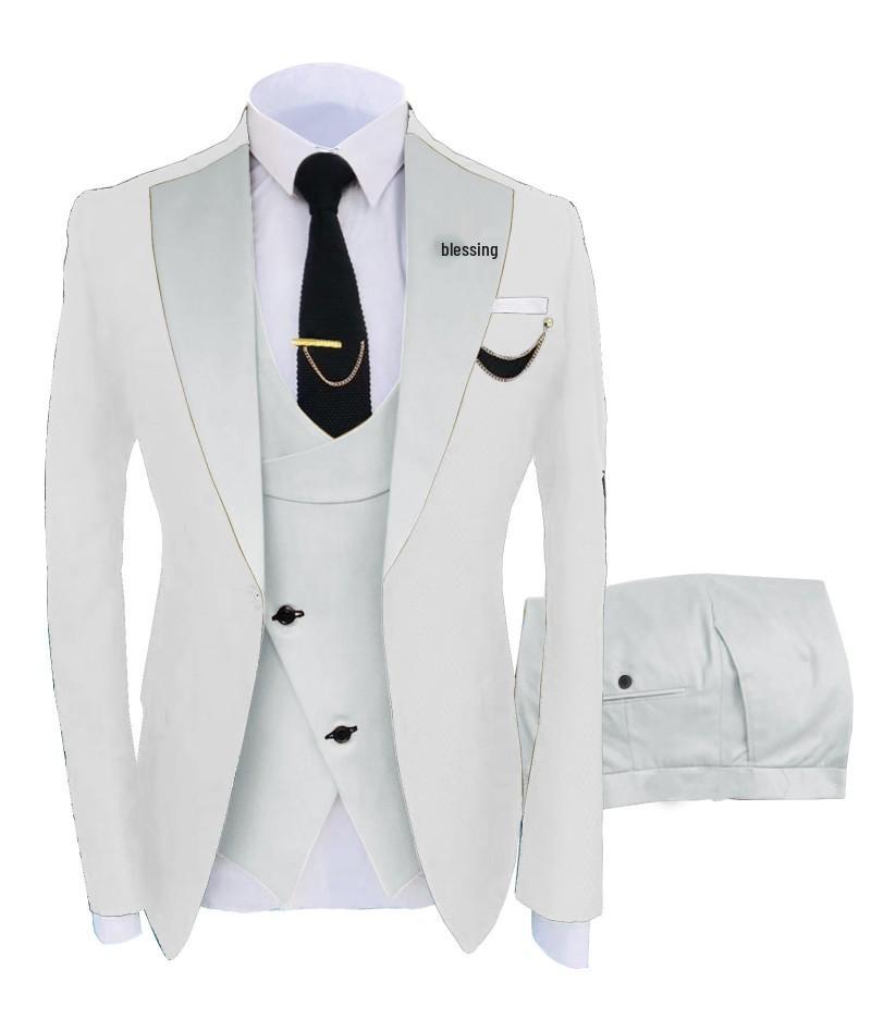 2025 European & American Men's Three-Piece Suit Set - Business, Banquet, or Groomsmen Attire