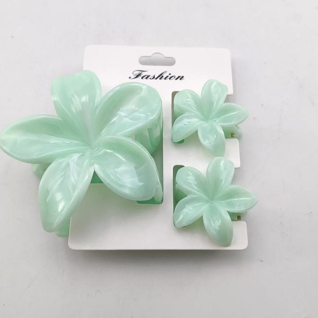 3PCS Hawaiian Gradient Flower Hair Claw Clip For Women Girl Fashion Plastic Non Slip Hold Hairpin Barrette Hair Accessories