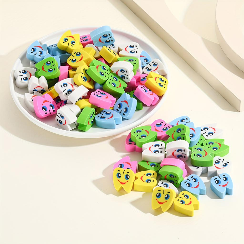30pcs Cube Erasers - Synthetic Rubber Molar Shaped Pencil Erasers, Durable & Easy To Clean For School&Office Use,School Supplies