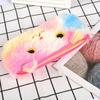 Plush Pencil Case Pouch Cute Cat Laser Color High Capacity Kids Students Office Supplies Round Eye