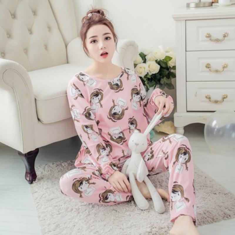 Women's Long-sleeve Sleepwear Spring and Autumn Casual Home Ladies Pajamas