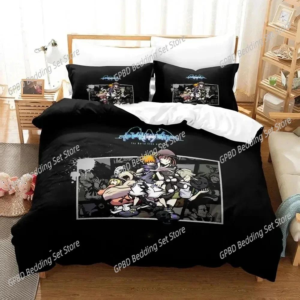 

Аниме The World Ends featuring You Нэку Сакураба Комплект постельного белья 3D-печать Подходит для спальни Мягкий комплект пододеяльника С наволочками Дети Дети 135*200cm Eu-Single