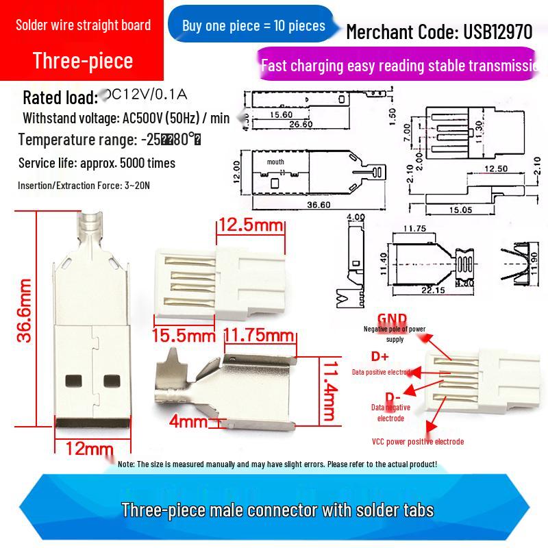 USB 3.0 Type A Male To Female 90/180 Degree and Type B Female Square Port Connector