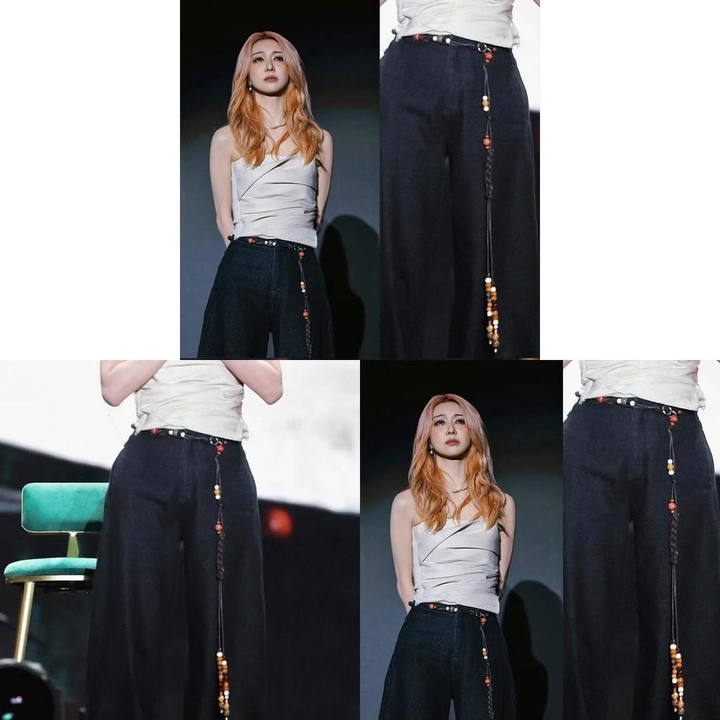 Ethnic Bohemian Style Leather Waist Belt With Automatic Buckle For Women