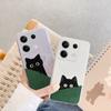 Husă din silicon cu pisică neagră drăguță, moale, transparentă, pentru Xiaomi Redmi Note 13 14T 15 Samsung A55 A35 S24 iPhone 15 Huawei Honor Camera de protecție antișoc