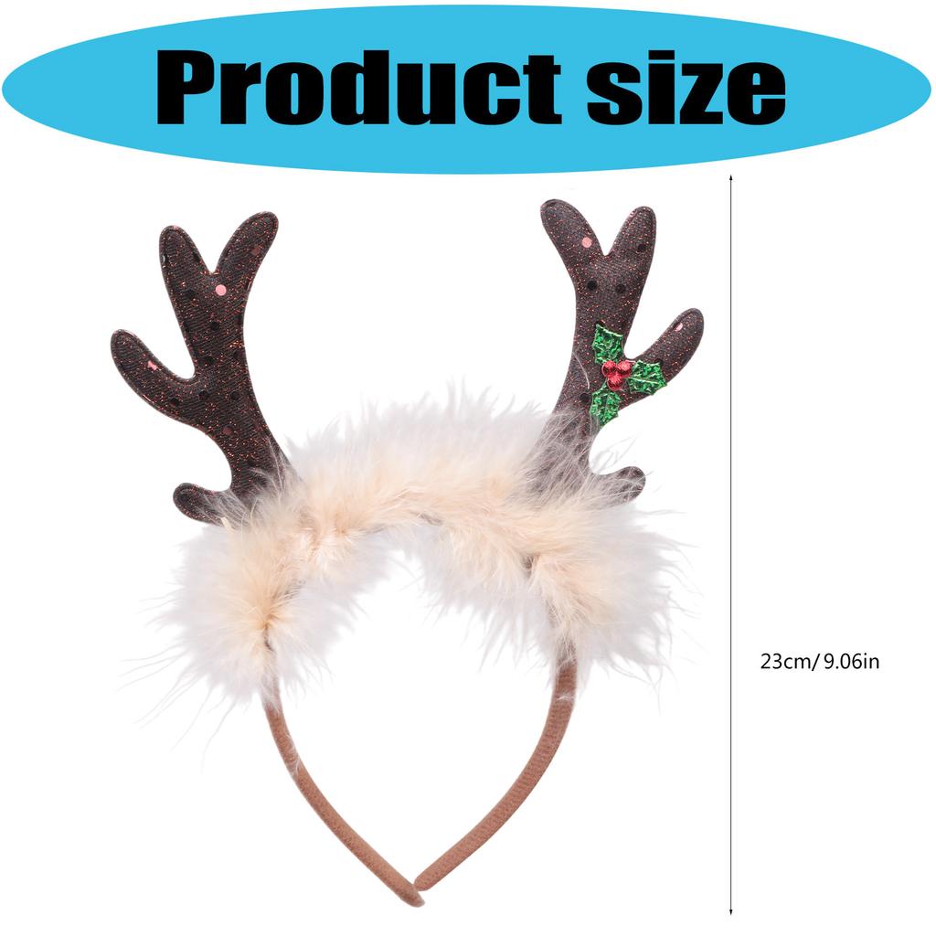 Soft Reindeer Antlers Headpiece Adjustable Size For Family Christmas Party Costume Dressing Up Photo Booth Props