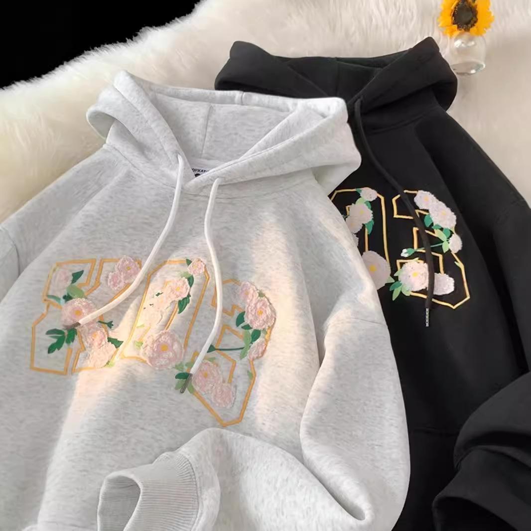 

Американский ретро свитер с принтом Мужской модный бренд Осень и Зима Толстовка с капюшоном Куртка для пары 5XL светло-серый