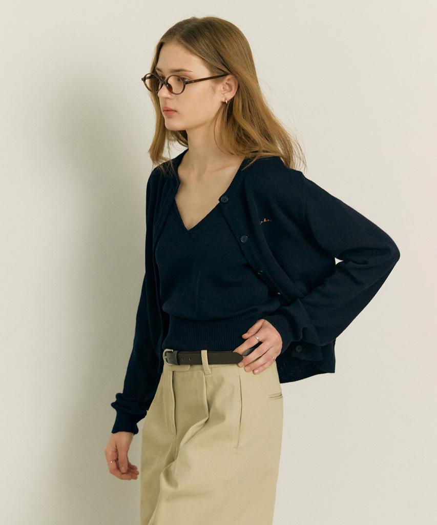 OSTKAKA Cotton Blended Twin Set Navy