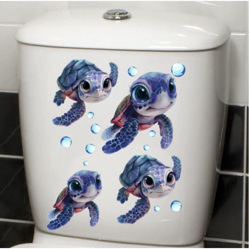Autocollant de toilette 3D créatif et réaliste avec vision de chat mignon, décoration de couvercle de toilette en PVC auto-adhésif et imperméable