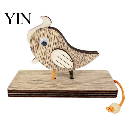 Rustic Entryway Decoration Wooden Woodpecker Door Knocker, Knocker with Pull Rope, Unique Housewarming Gifts Handmade Cute Doorbell for Shop