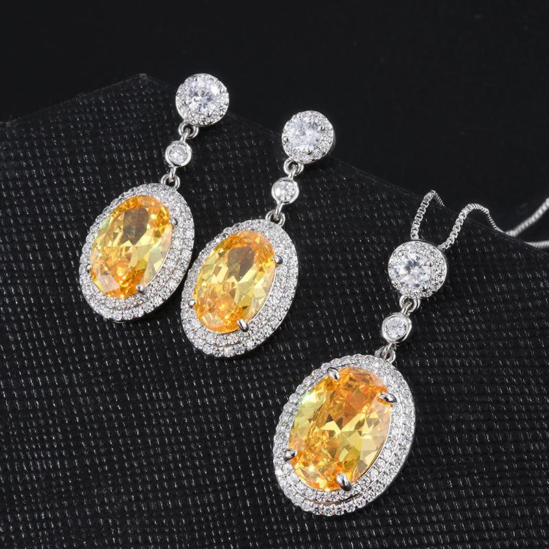 Jewelry Color Treasure Popular Simulation Yellow Diamond 8 * 12 Denier Earrings Drop Ears