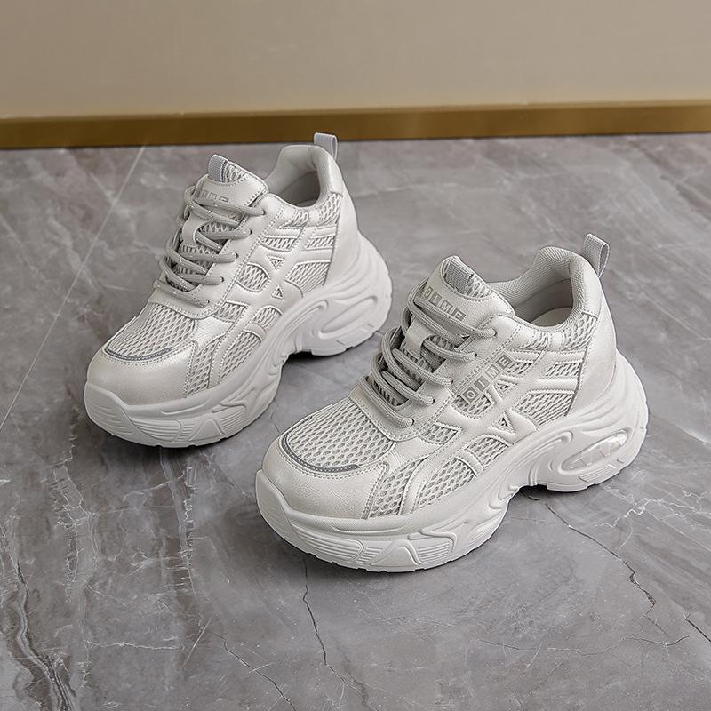 

Leather platform dad shoes women s 2025 autumn new small height increase lace-up casual shoes sports shoes trend 40 серый