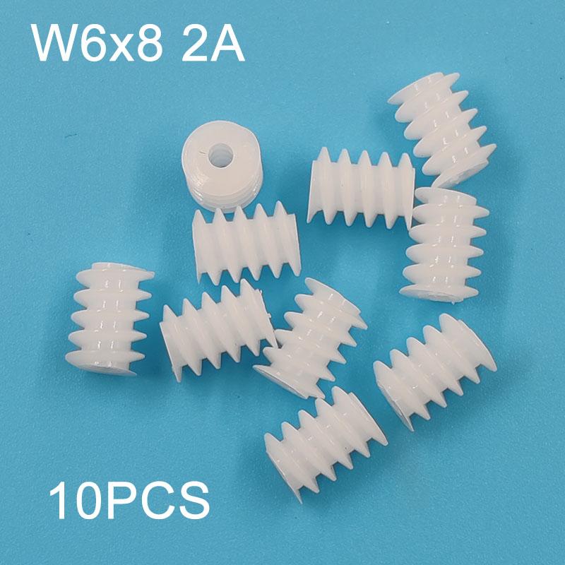 W6x8.5 2A Plastic Worm Gear 0.5M 8mm / 8.5mm Length 6mm Diameter Helical Pinion DIY Model Toy Parts Accessories W6x8 2A