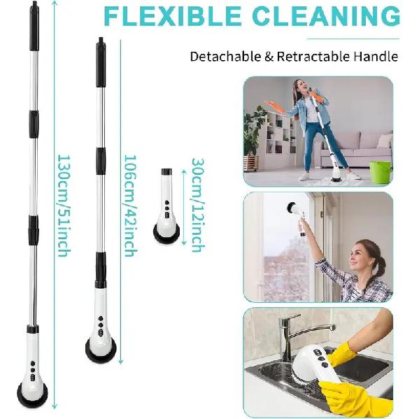 Electric Cleaning Brush with 7PCS Heads Bathroom Kitchen Cordless Handheld Shower Scrubber Spin Cleaner Multifunctional Cleaner