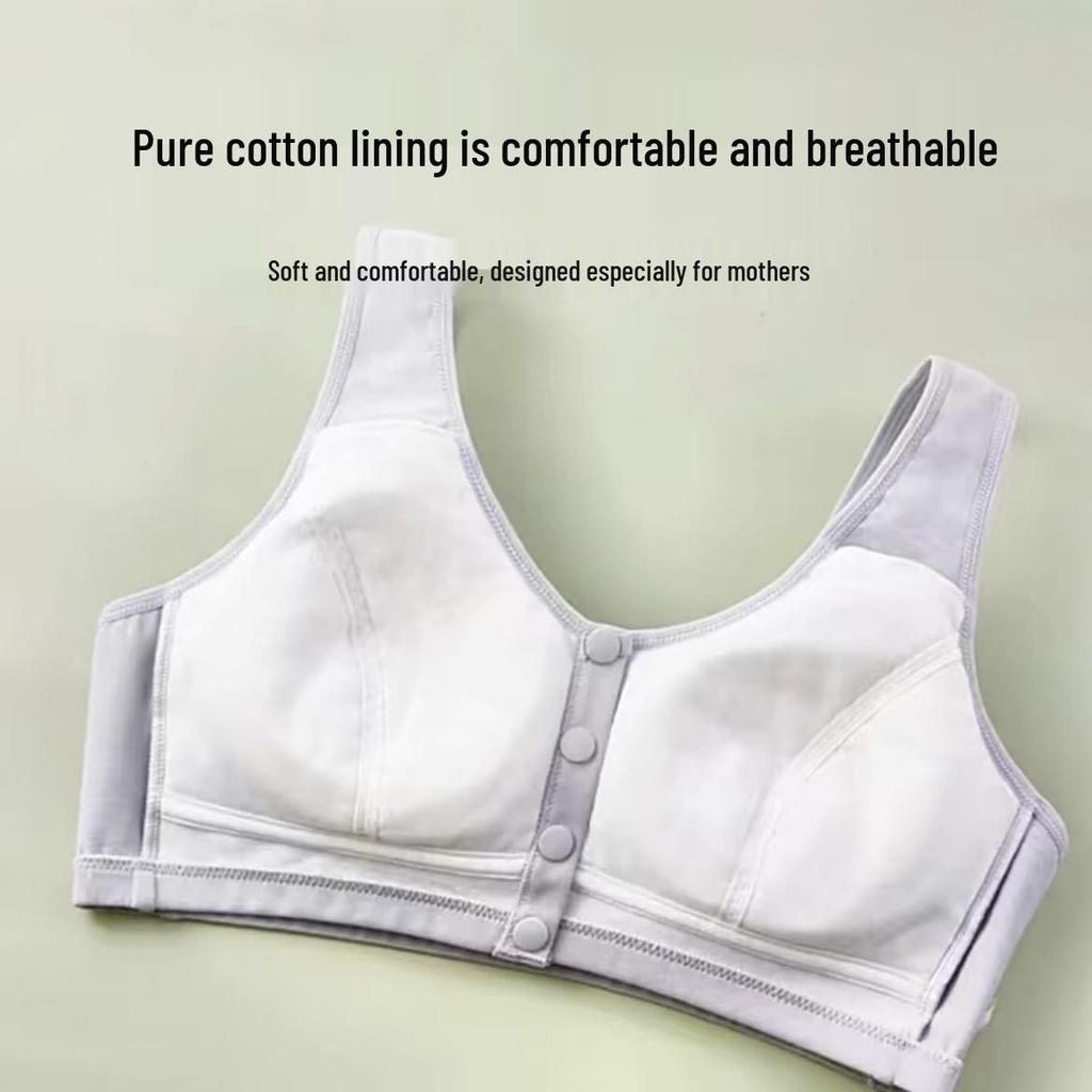 Comfortable Front Buckle Lace Vest Bra for Middle-Aged and Elderly Women - Wire-Free and Thin for Summer Wear