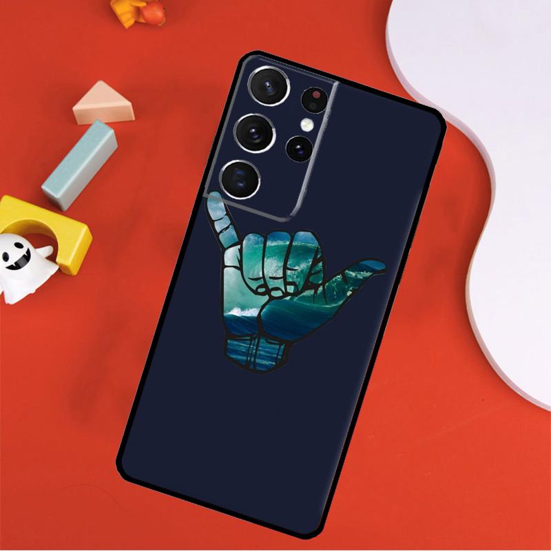 Surfer Surf Hang Loose Shaka Phone Case For Samsung Galaxy S25 Ultra S9 S10 S20 S21 FE S22 S23 S24 Plus S24 Ultra Cover