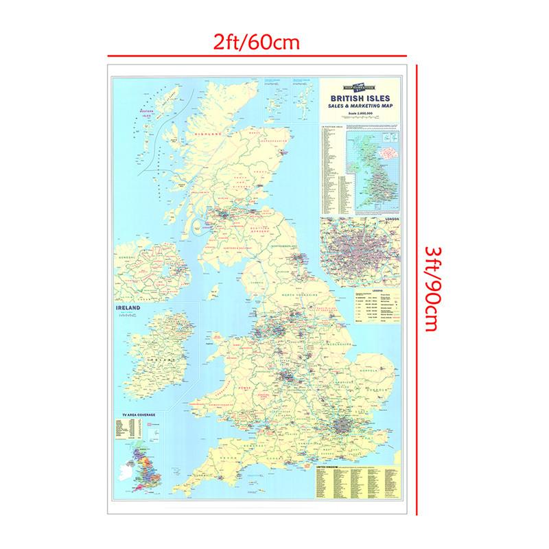 

!ГОРЯЧИЙ! Карта Великобритании-Продажи и Маркетинг Постер Арт Принты Декор Подарок Без Рамки Географические Инструменты, Инструменты для Туризма/Образования 60*90cm