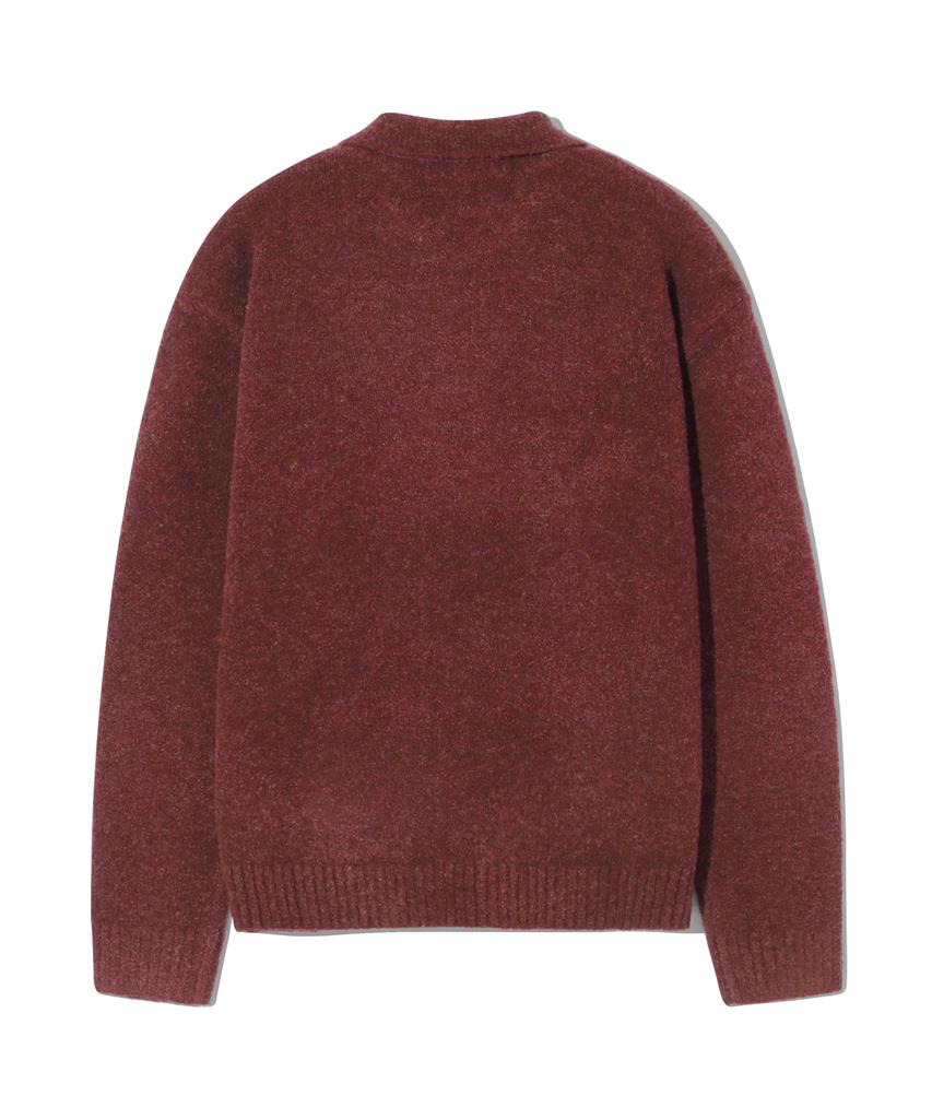 Trillion Wool Boucle Collar Cardigan Knit (Red Brown)