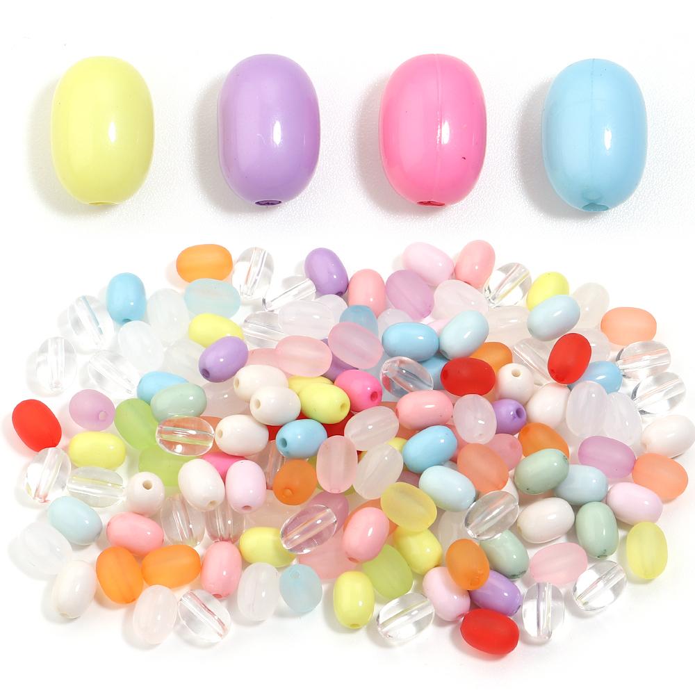 100pcs Candy Color Oval Acrylic Beads Mixed Color Loose Spacer Beads For Jewelry Making DIY Crafts Necklace Bracelet Accessories