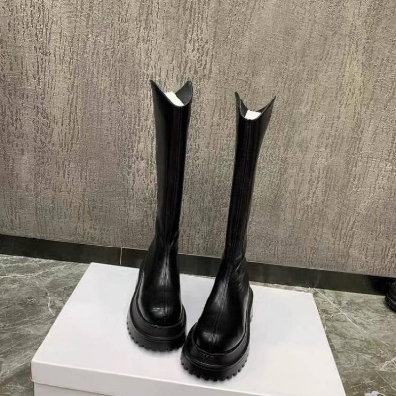 Spice Girl Ritterstiefel 2025 neue Stiefel Damen Herbst und Winter dicksohlige erhöhende Lederstiefel hochelastische dünne Stiefel