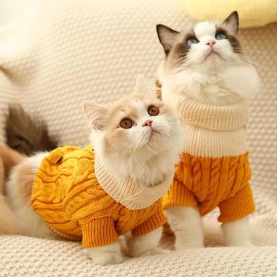 Dog Pet Clothes Cat Classic Knited High Collar Sweater Sweet Colorful Pet Winter Warm Clothes Puppy Kitty Two-legged Clothing
