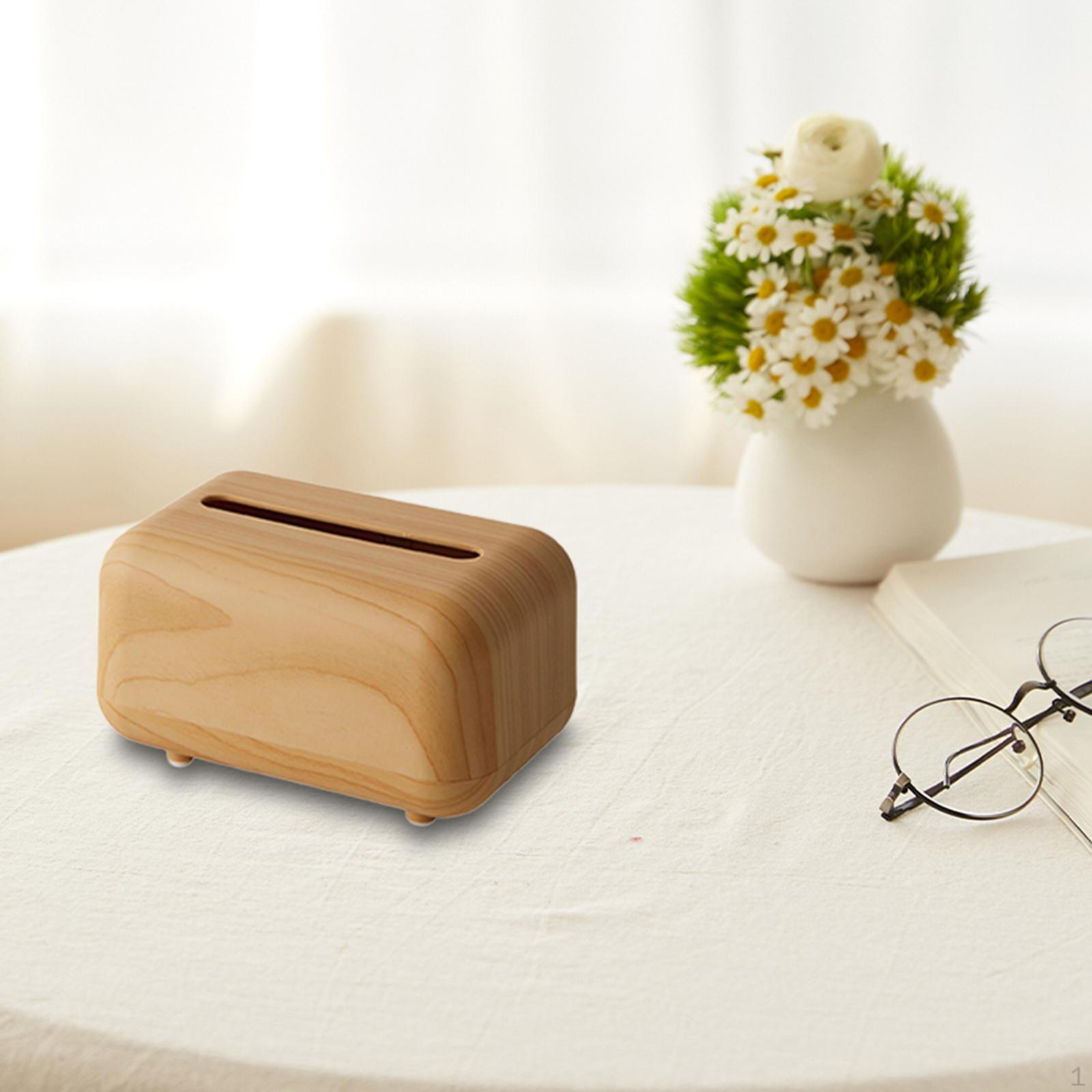 

Tissue Box Holder Toilet Paper Napkin Dispenser Wood Grain Cover, for