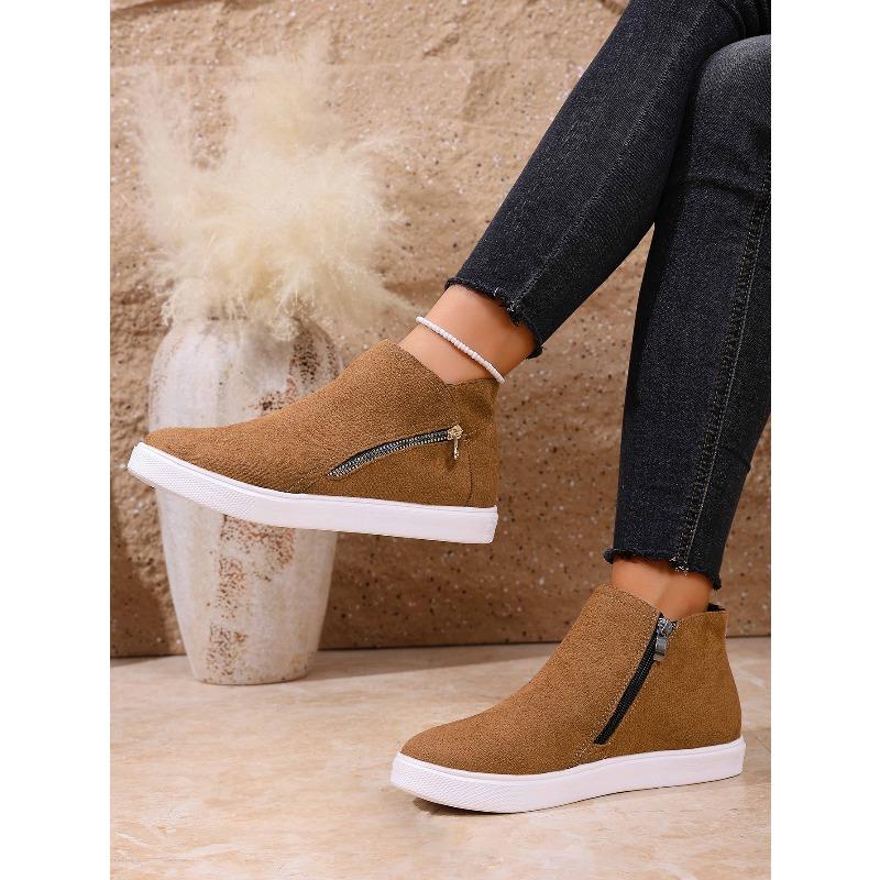 Side Zipper Platform Boots 2025 Winter New Plus Size Round Toe Ankle Boots for Women
