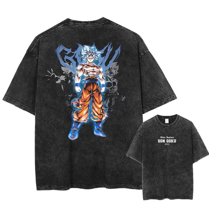 Goku Grafické Tričko Kyselým Zbarvením Nadměrné Velikosti DRAGON BALL Potisk Tričko Muži Ženy Anime Bavlna Street Y2k Harajuku Ženské Pánské Oblečení