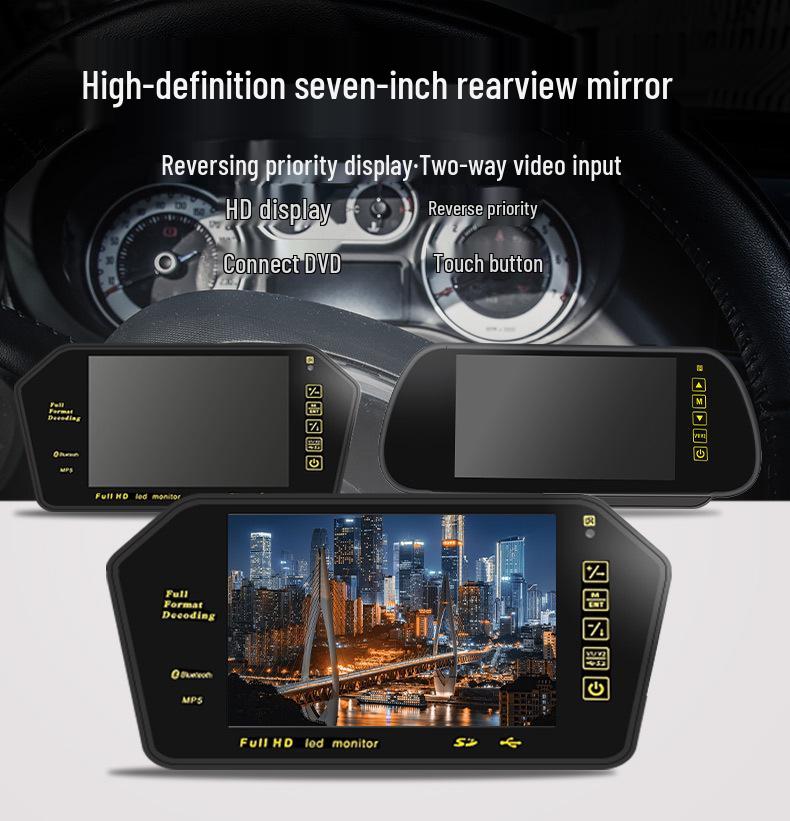 Bluetooth MP5 Wireless Rear View Camera for 7-inch Rearview Mirror Monitor with Reverse Priority