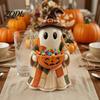 Festive Home Accents for Autumn Patchwork Ghost Halloween Decor, Resin Spooky Statue Holding Candy Living Room Bowl, Cute Tabletop Decor Office Party