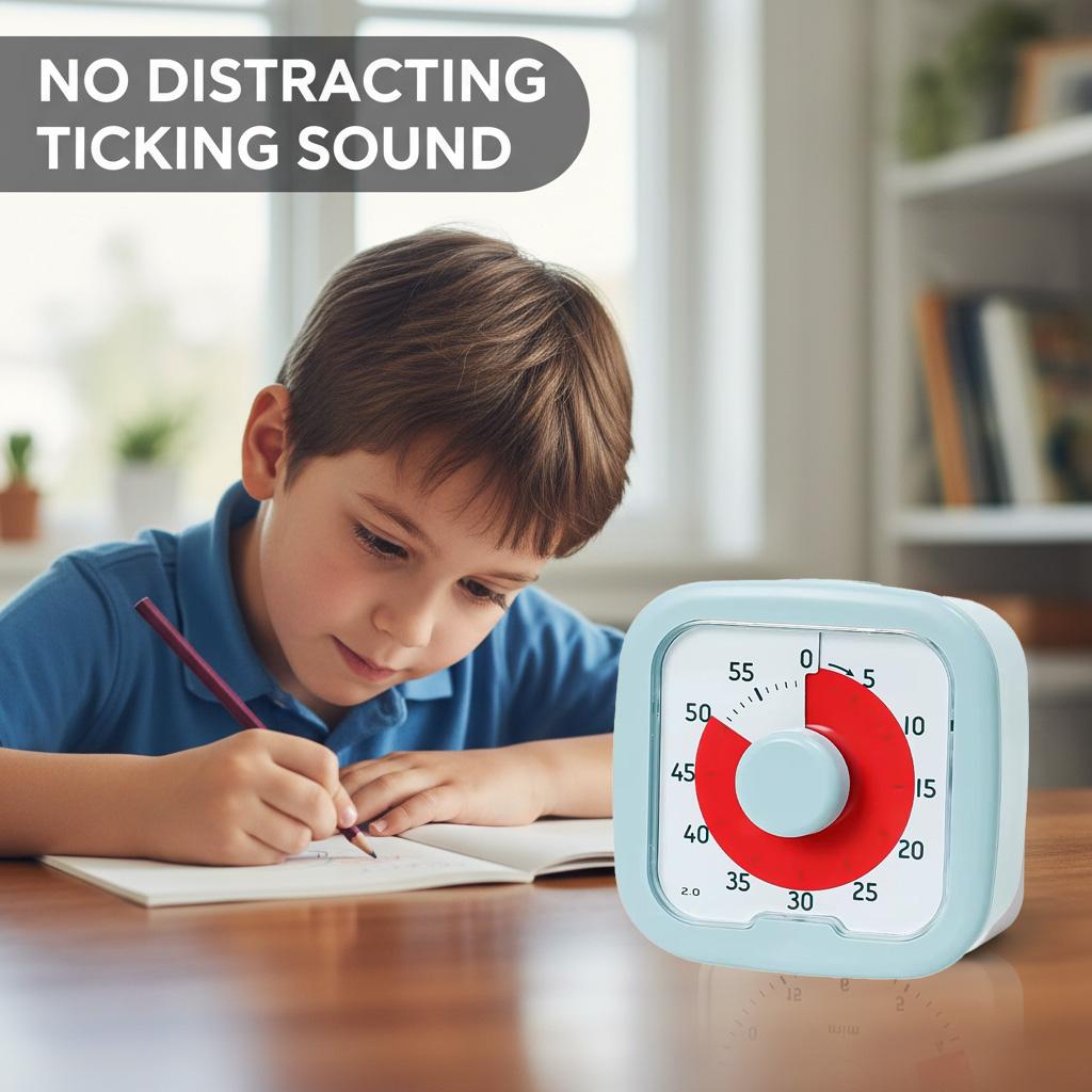 Visual Timer for Kids 60 Min Silent Countdown Clock Time Management Tool for Study Focus ADHD Classroom Kitchen Gadget