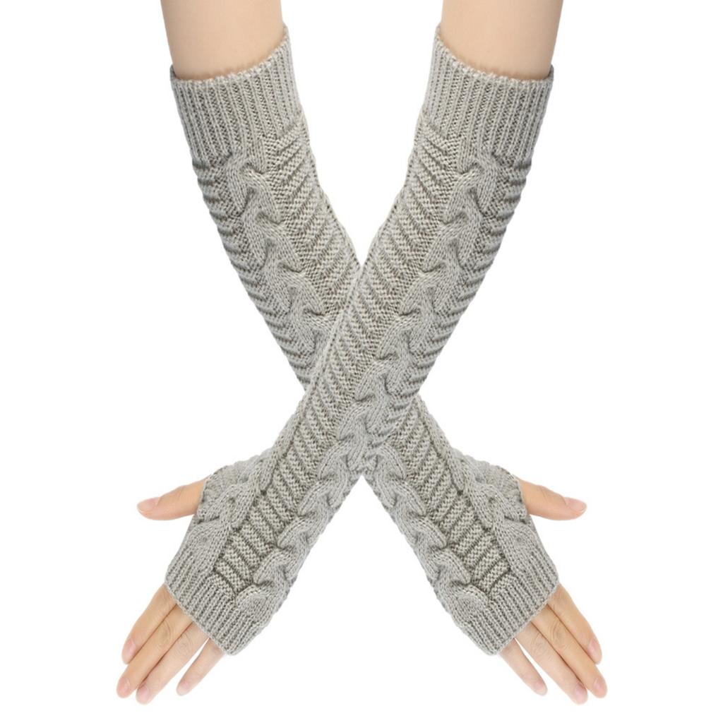 Women's Winter Warm Wool Gloves, Fingerless Long Sleeve Extended Gloves