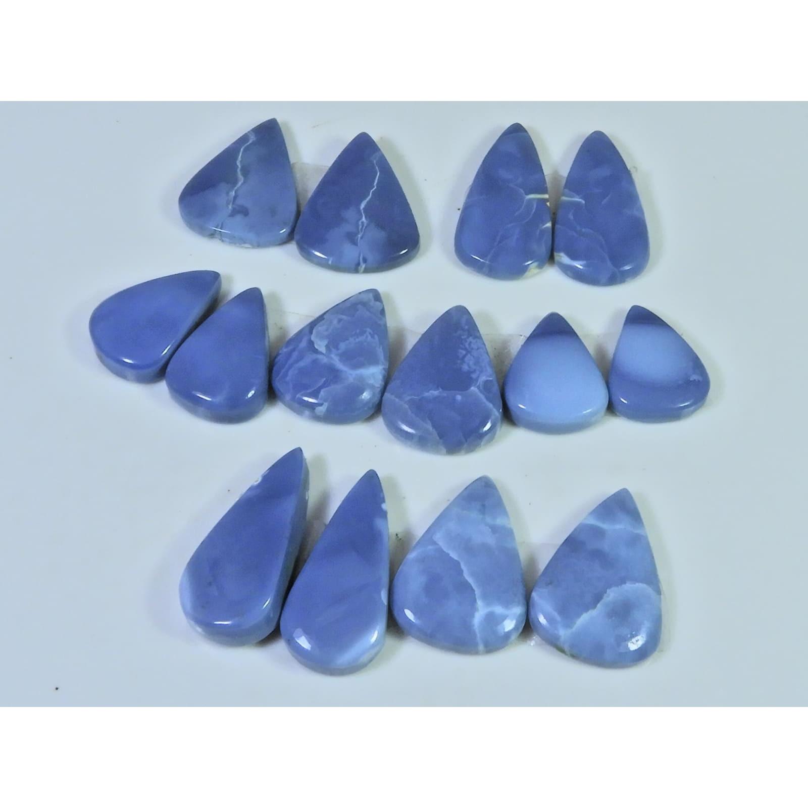 Natural Blue Opal Matched Pair Pear Cabochon Loose Gemstone 07 Pair Lot C-2043