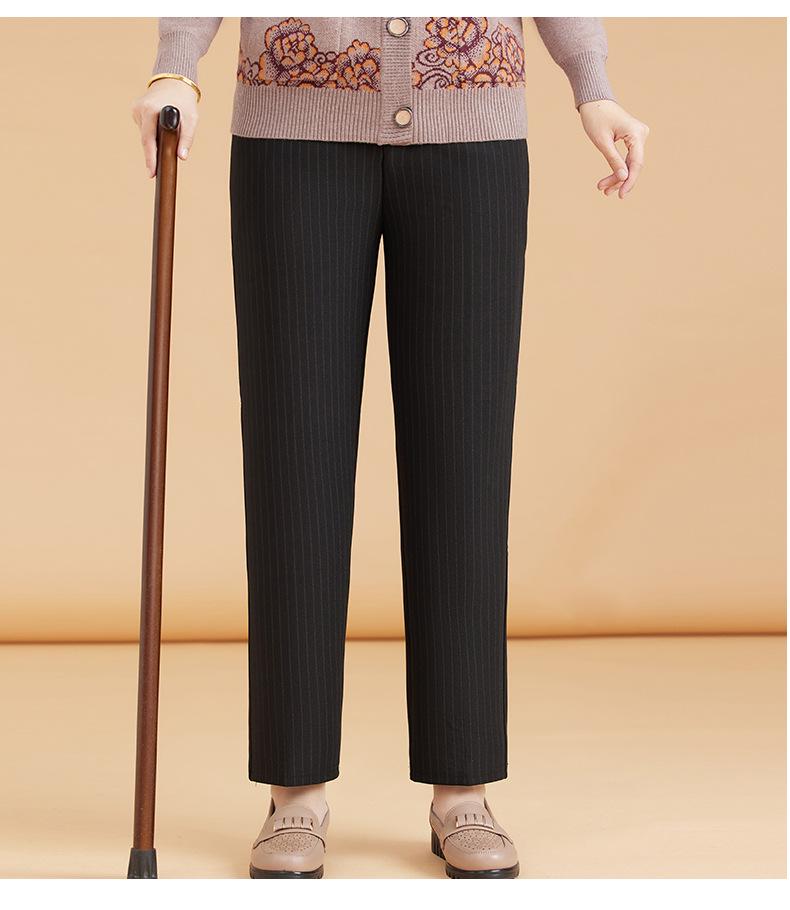 Mom's Plus Velvet Warm Cotton Pants for Middle-Aged and Elderly Women - Large Size, Loose-Fit, Suitable for Spring, Autumn, and Winter.
