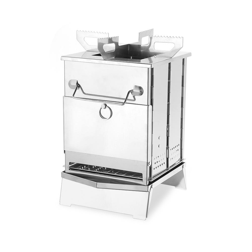 Mini Stainless Steel Outdoor Folding Wood & Charcoal BBQ Grill for Camping and Picnics