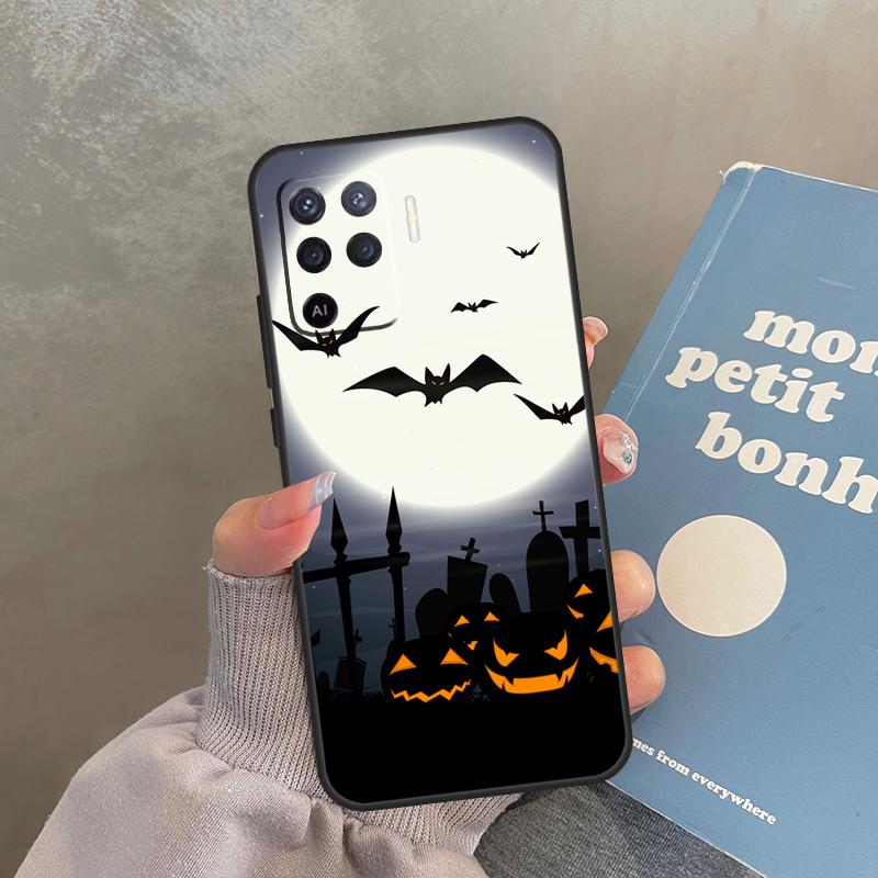 Gothic Horror Bats Full Moon Case For Oppo A60 A40 A80 A18 A38 A58 A78 A98 A16 A76 A96 A15 A17 A77 A74 A94 A54 A57S Cover
