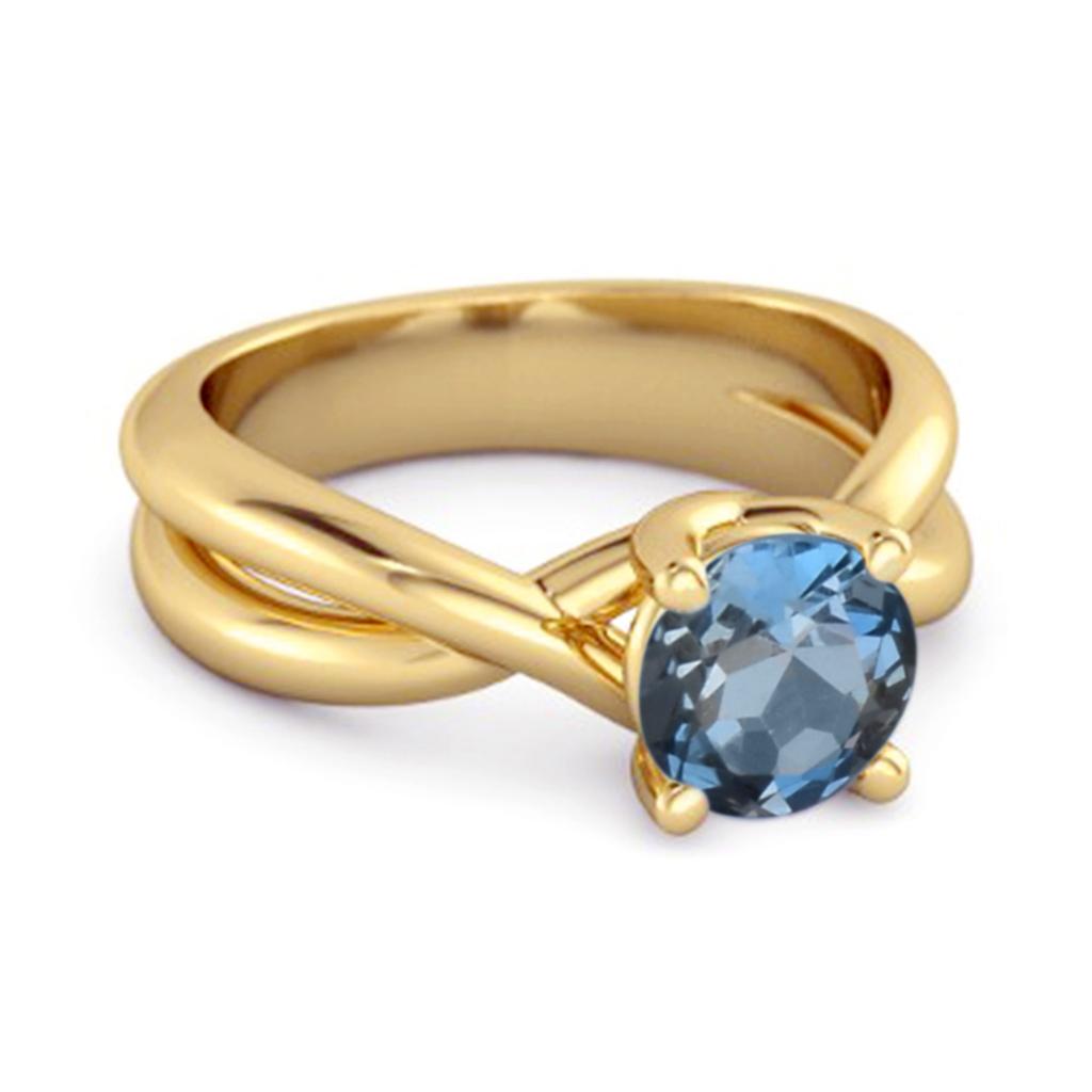 London Blue Topaz Crisscross Band Ring - 925 Sterling Silver Gold Vermeil