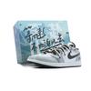 Air Jordan 1 Low Leather Cushioning, Wear Resistant Low Top Vintage Basketball Shoes Men's White Black Gray 553558-132(Team44-)