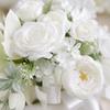 Bright Rose and Peony Faux Stem Bouquet Elegant Hand-Tied Silk Flower